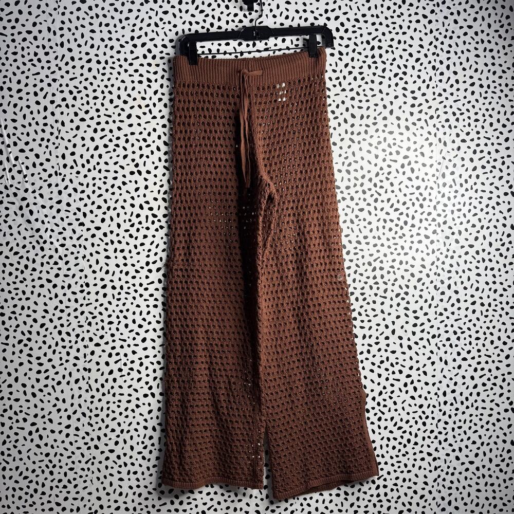 NWOT Aerie Crochet Vacay Pants Chocolate Brown Size Small